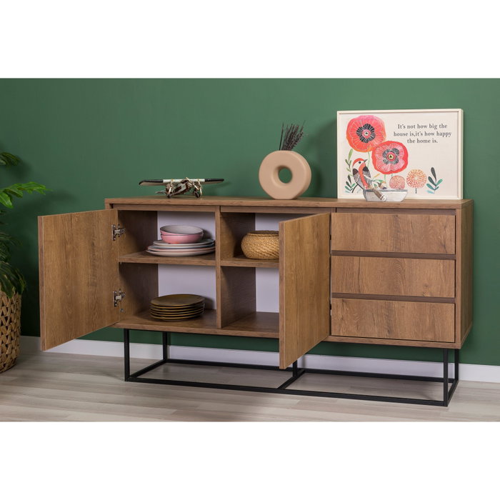 Hanah Home Laxus Takım 20 Juego de Muebles para Sala de Estar Nogal y Negro